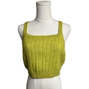 Women's Rib Cropped Sweater Tank Top Wild Fable Yellow Chartreuse Medium